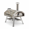 Outdoor wood-fired pizza oven on white background