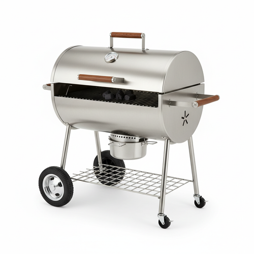 Premium charcoal barbecue grill on white background